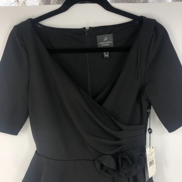 Adrianna Papell Draped Crepe Black Jumper Jumpsuit Size 4 NWT - Picture 8 of 10